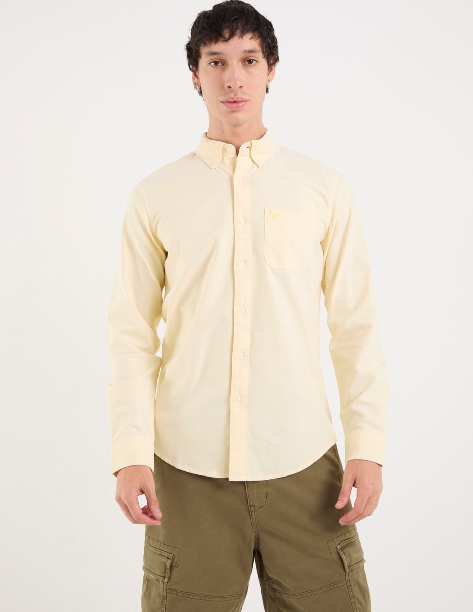 Camisa casual American Eagle manga larga para hombre