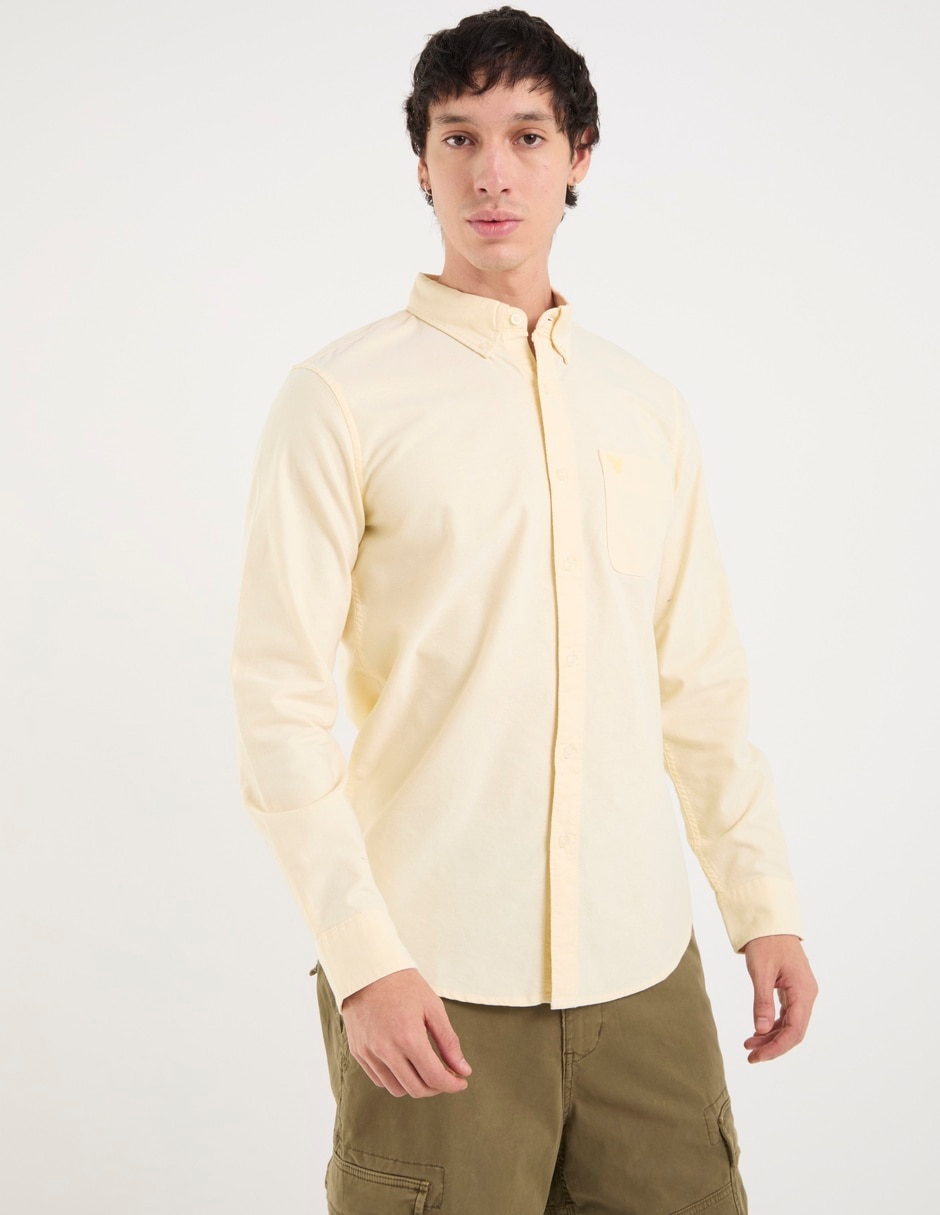 Camisa casual American Eagle manga larga para hombre