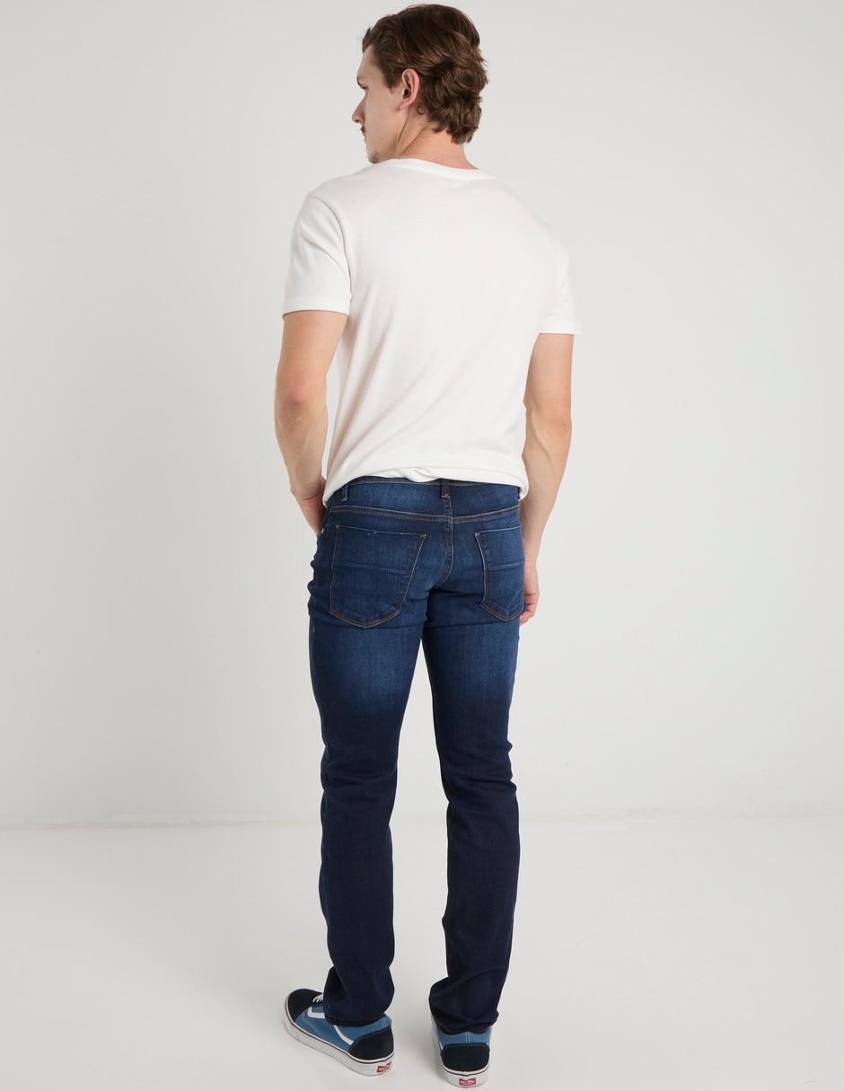 Jeans skinny lavado obscuro para hombre 6