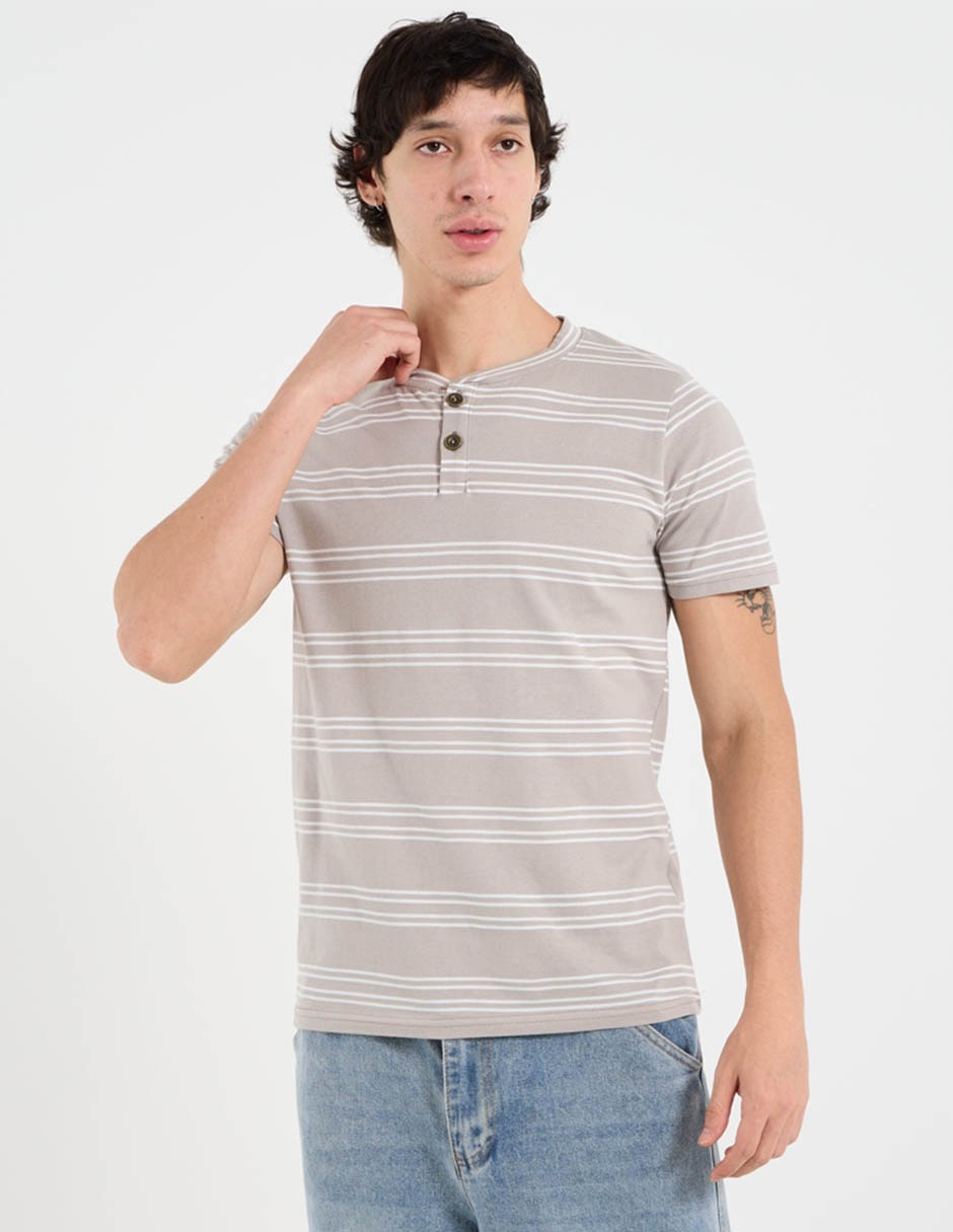 Playera cuello henley para hombre Playera cuello henley para hombre