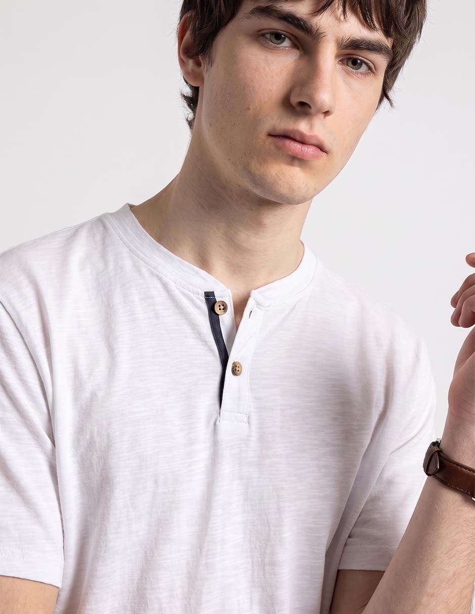 Playera eso es todo cuello henley para hombre 3