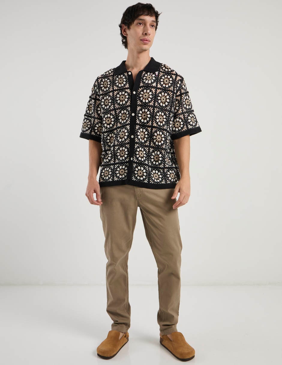 Camisa casual de algodón manga corta para hombre