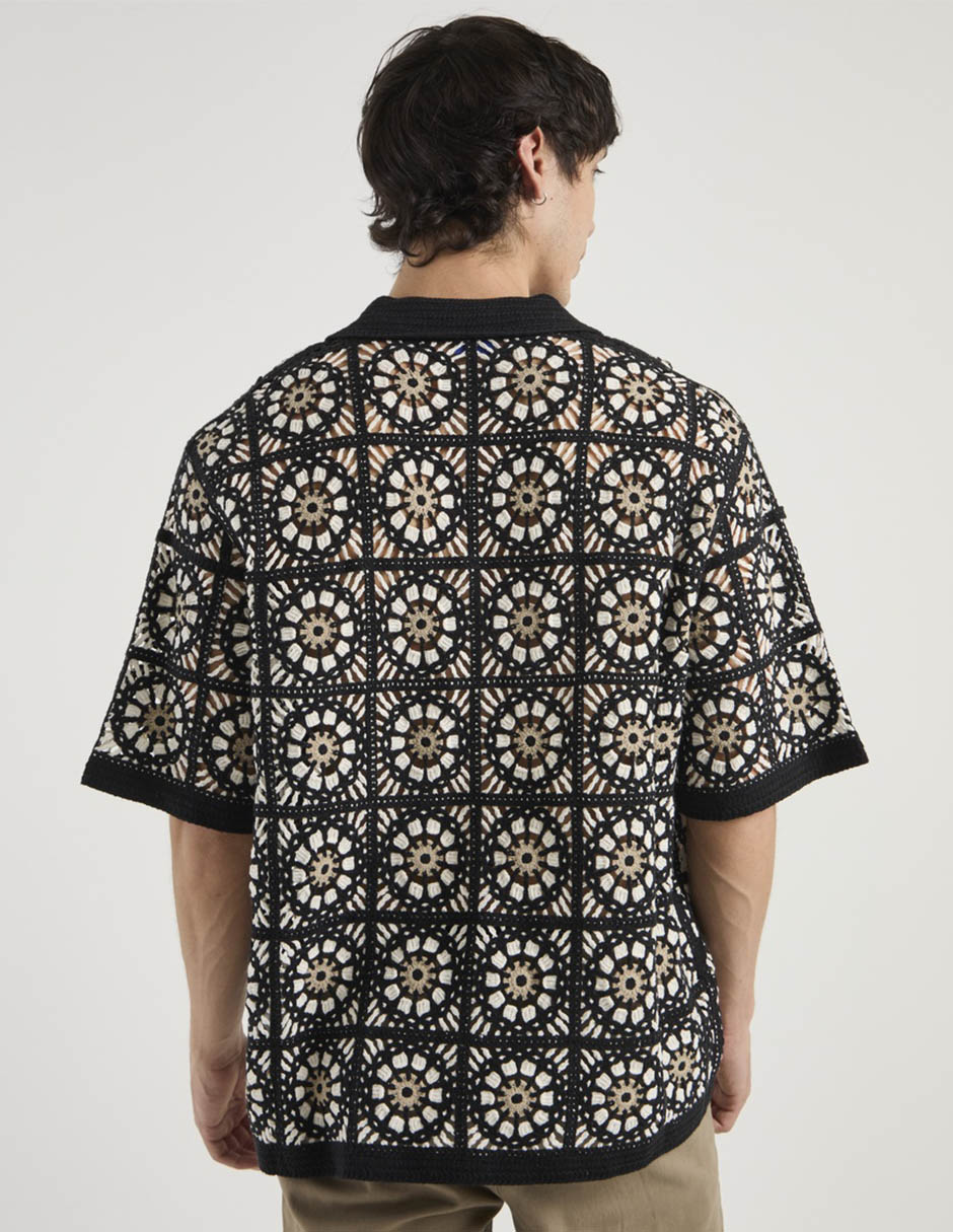 Camisa casual de algodón manga corta para hombre