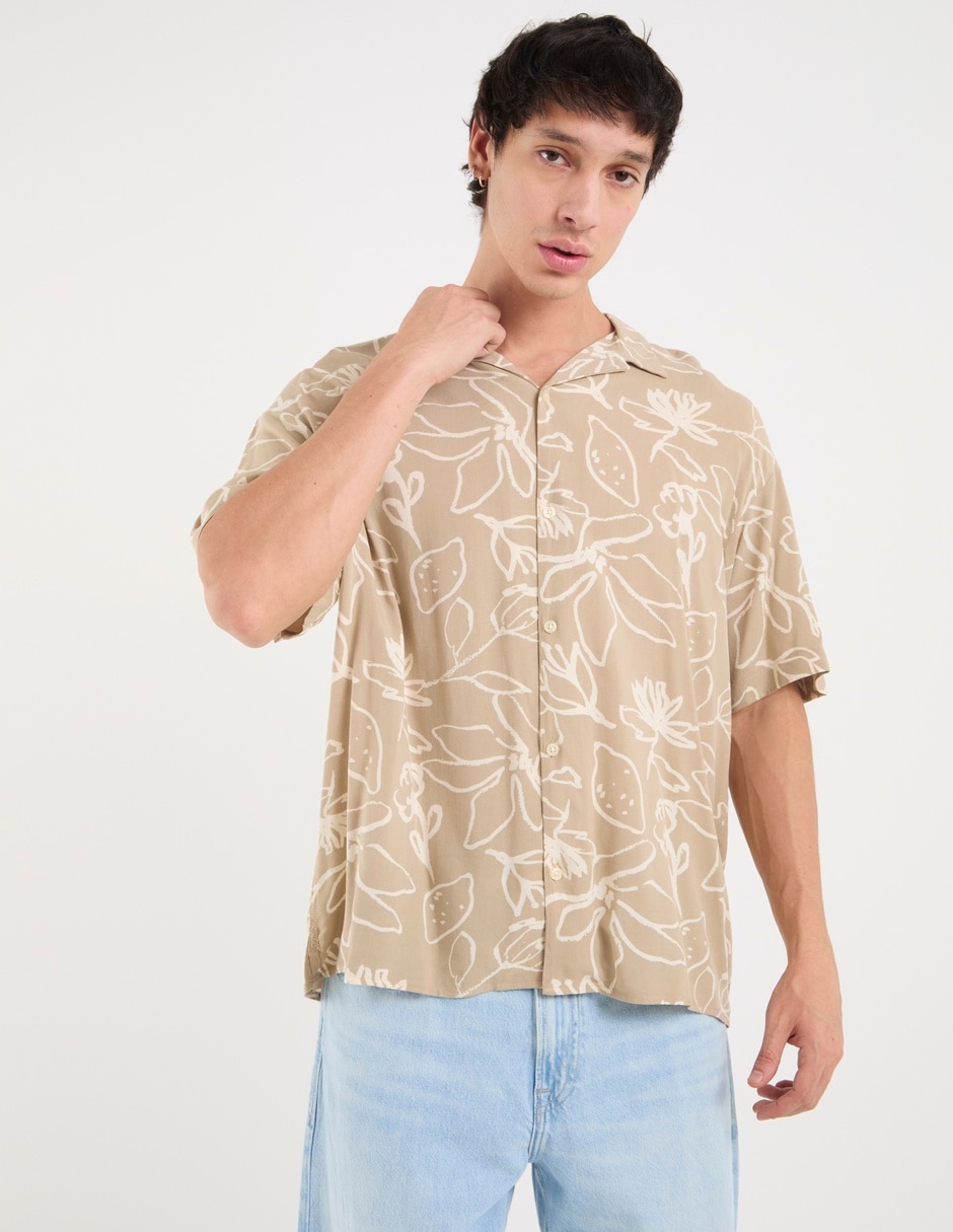 Camisa playa manga al codo para hombre Camisa playa manga al codo para hombre