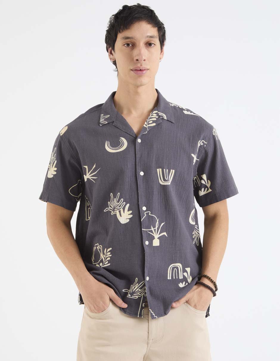 Camisa casual de algodón manga corta para hombre 5