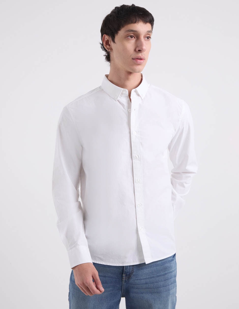 Camisa casual de algodón manga larga para hombre Camisa casual de algodón manga larga para hombre