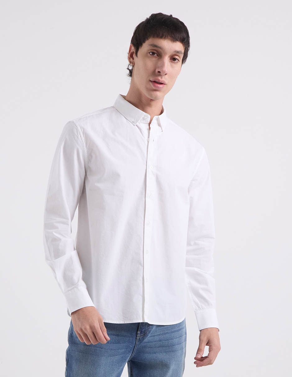 Camisa casual de algodón manga larga para hombre 5