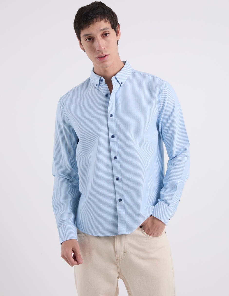 Camisa casual de algodón manga larga para hombre