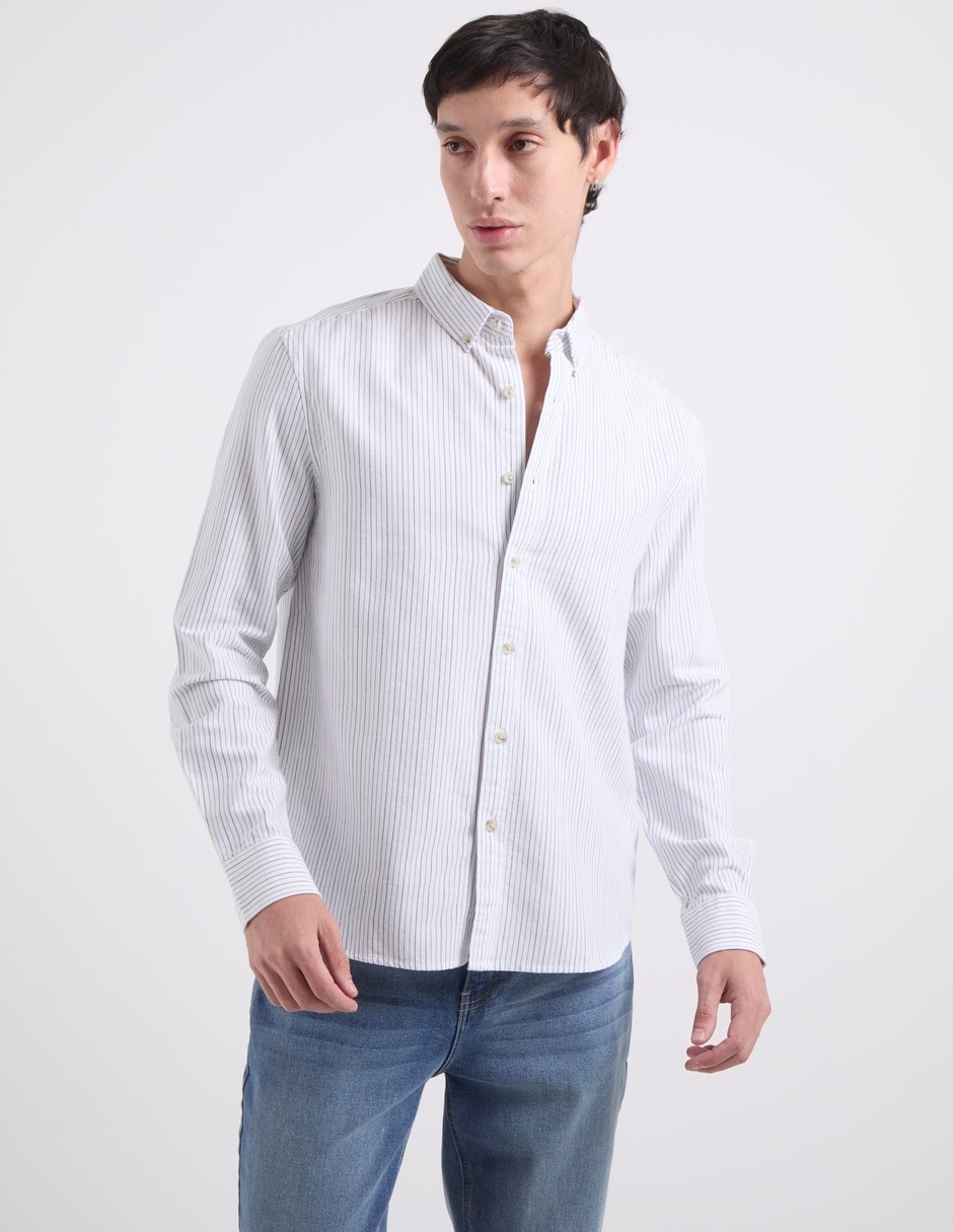 Camisa casual de algodón manga larga para hombre Camisa casual de algodón manga larga para hombre