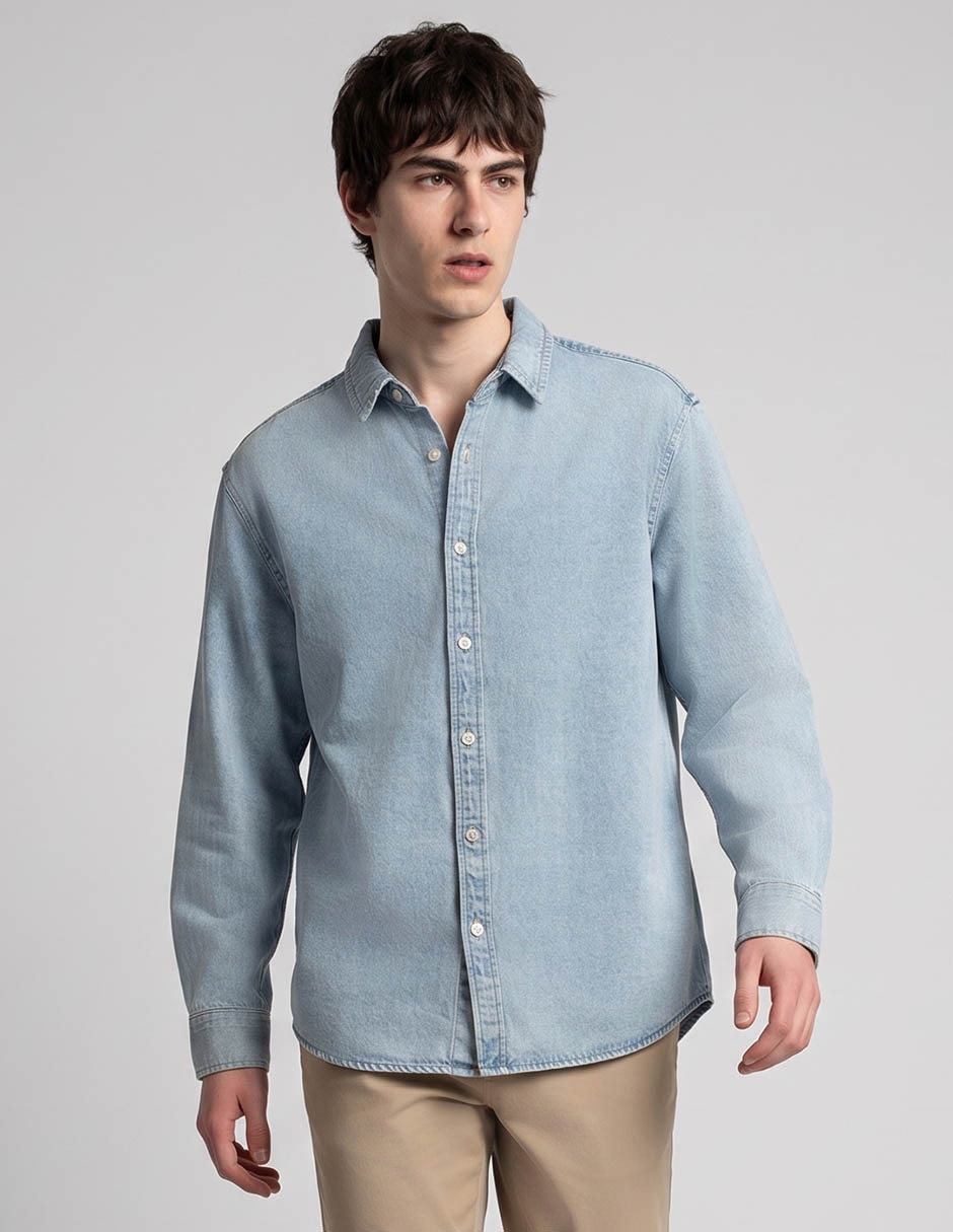 Camisa casual de algodón manga larga para hombre Camisa casual de algodón manga larga para hombre