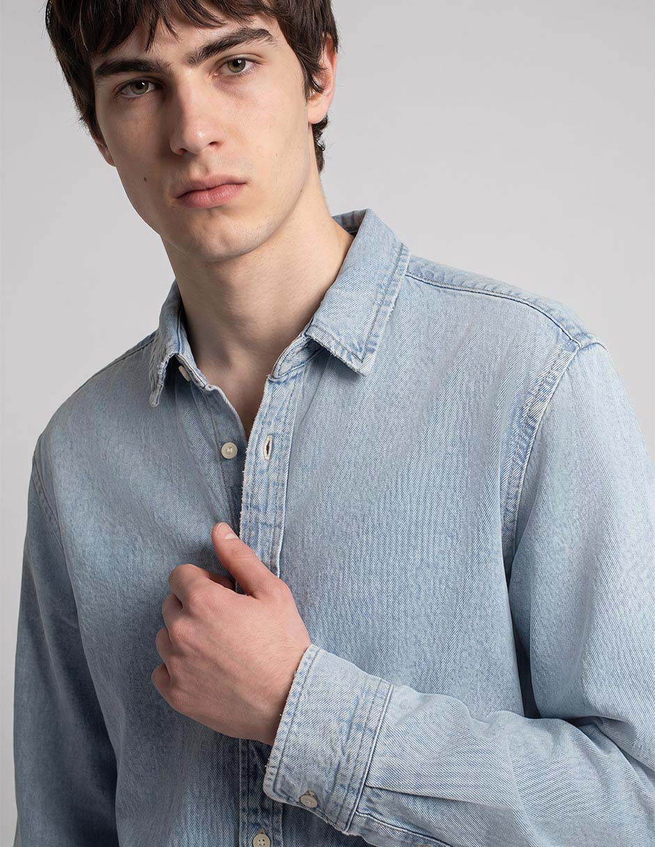 Camisa casual de algodón manga larga para hombre 2