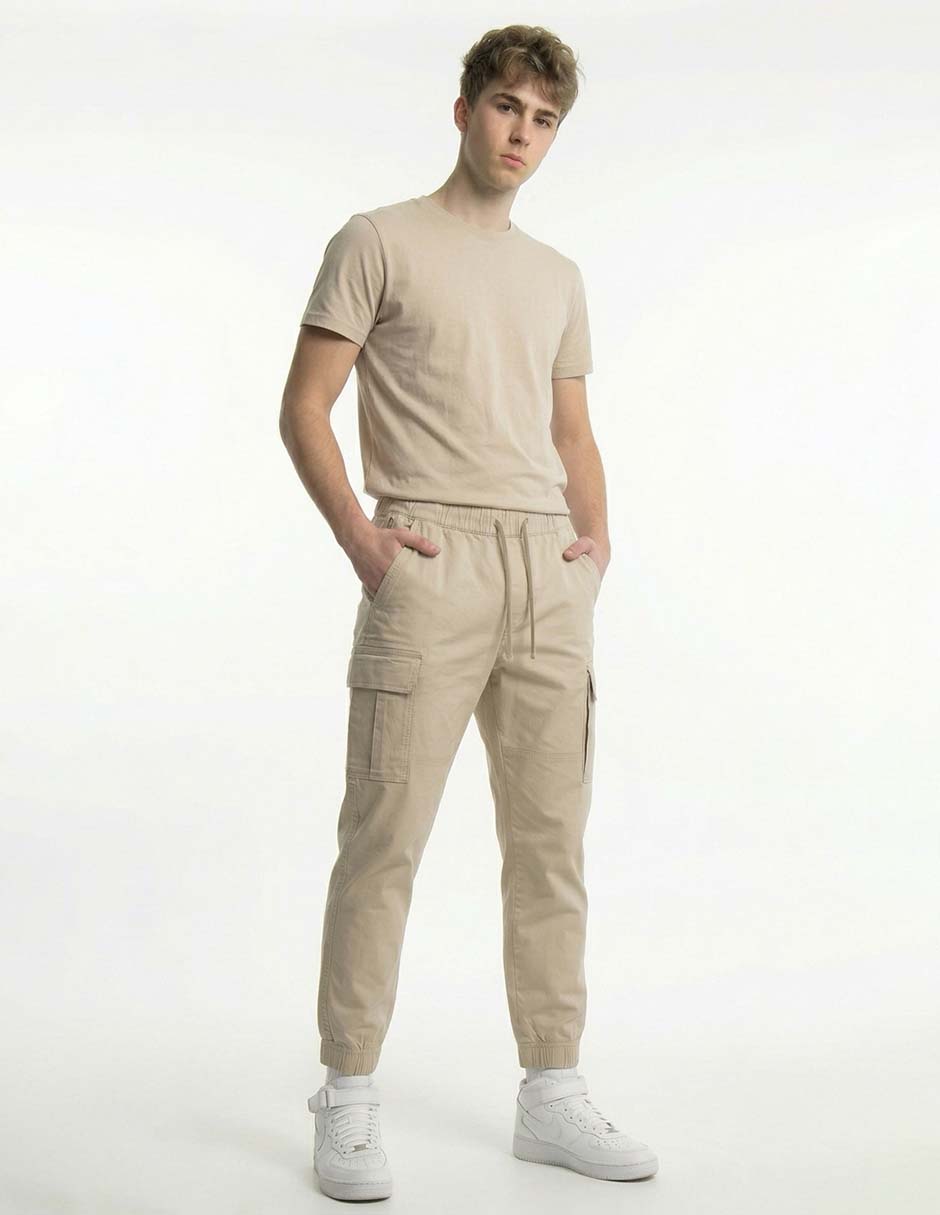Pantalón casual jogger regular de algodón para hombre 7