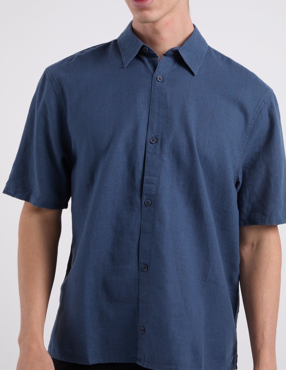 Camisa casual Hollister de lino manga corta para hombre