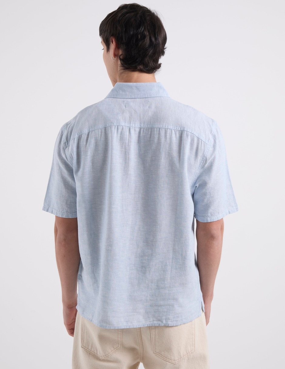 Camisa casual Hollister de lino manga corta para hombre