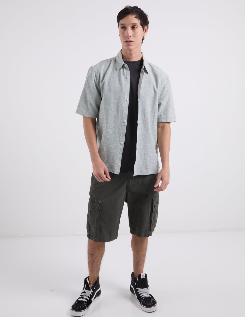Sobrecamisa casual Hollister de lino manga corta para hombre