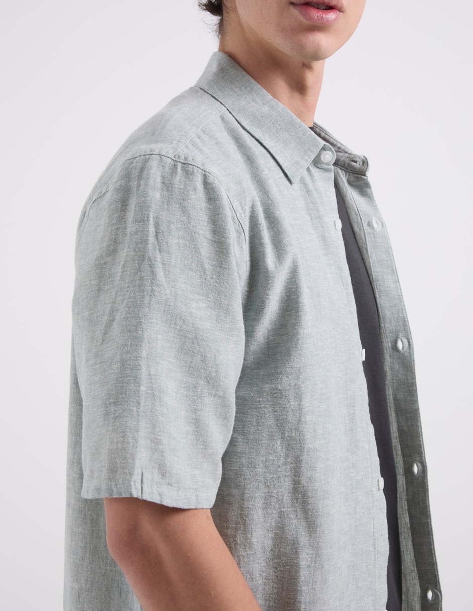 Sobrecamisa casual Hollister de lino manga corta para hombre