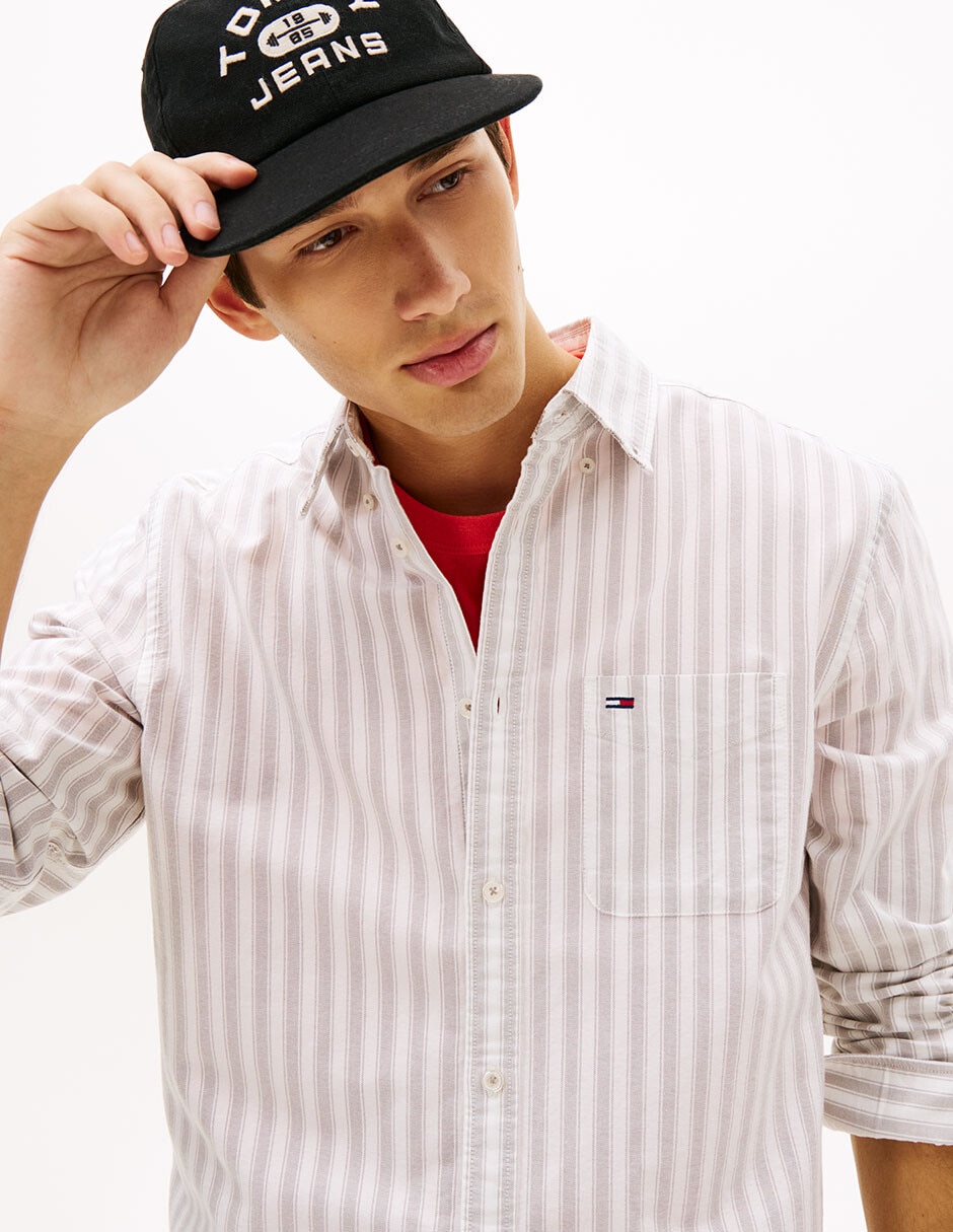 Camisa casual de algodón manga larga para hombre
