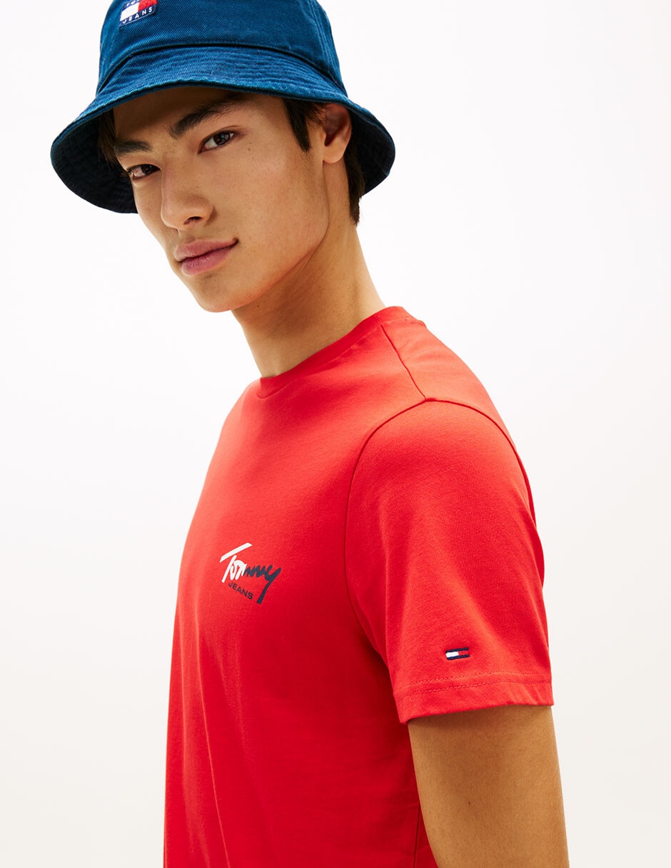 Playera tommy jeans signature cuello redondo para hombre