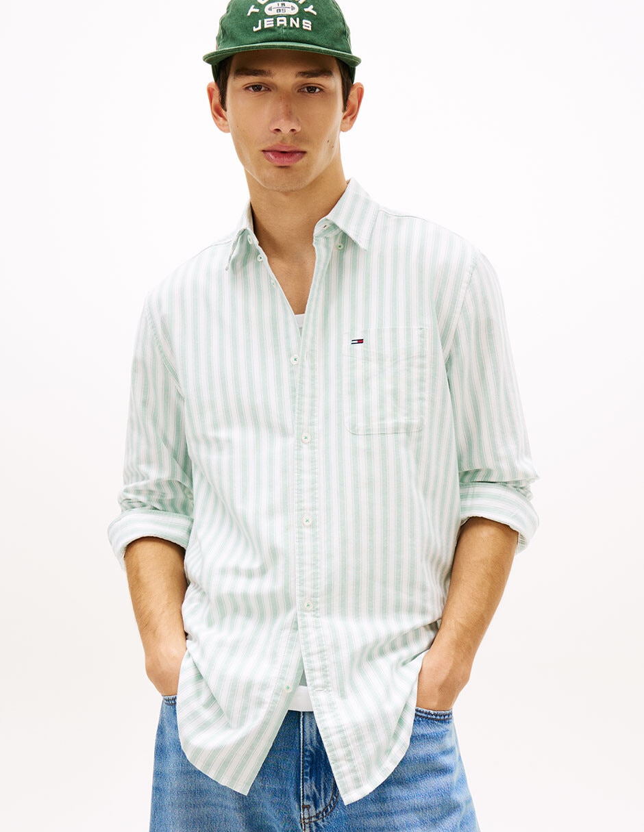 Camisa casual de algodón manga larga para hombre