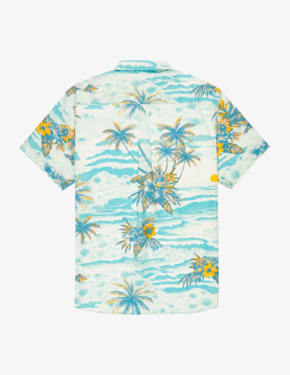 Camisa playa quiksilver de algodón manga corta para hombre