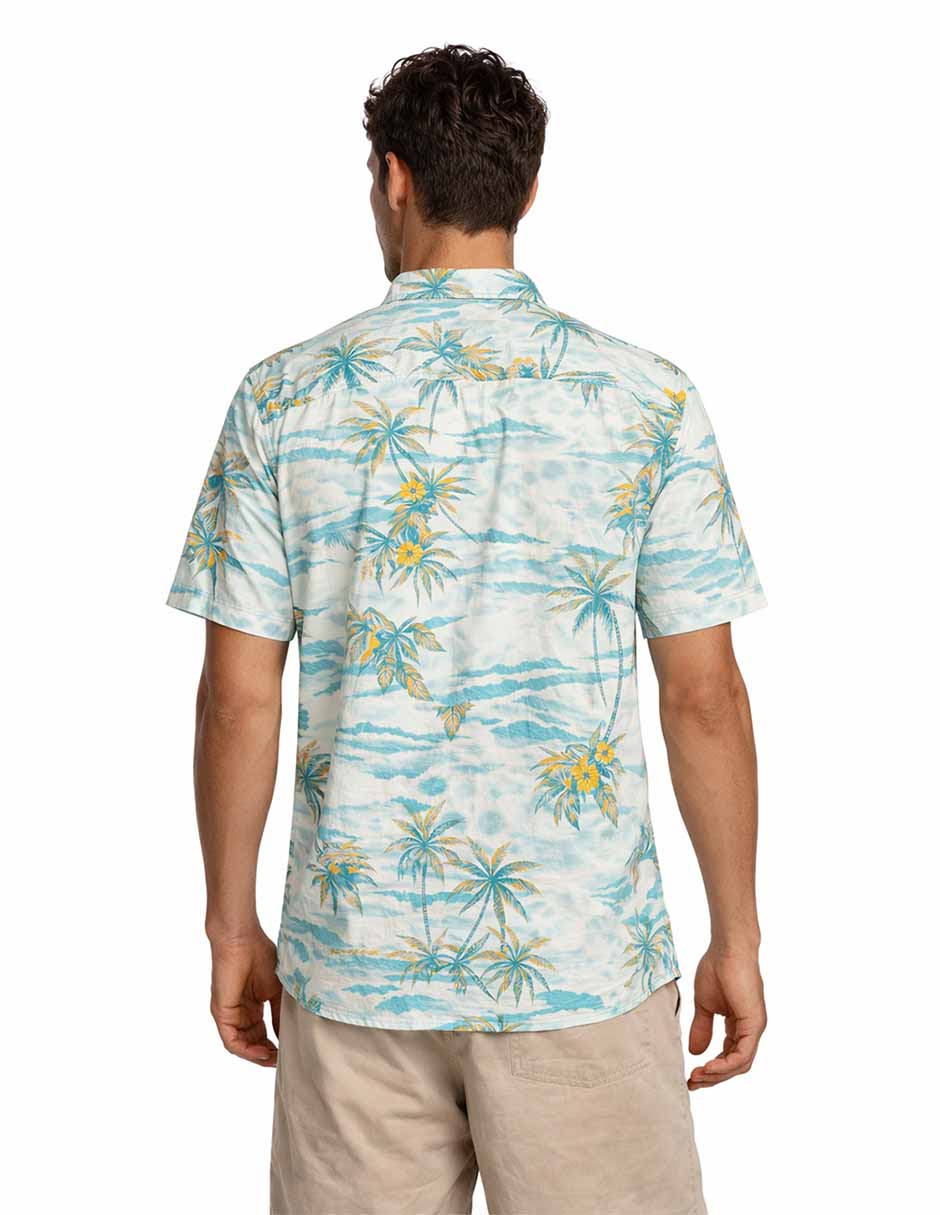 Camisa playa quiksilver de algodón manga corta para hombre