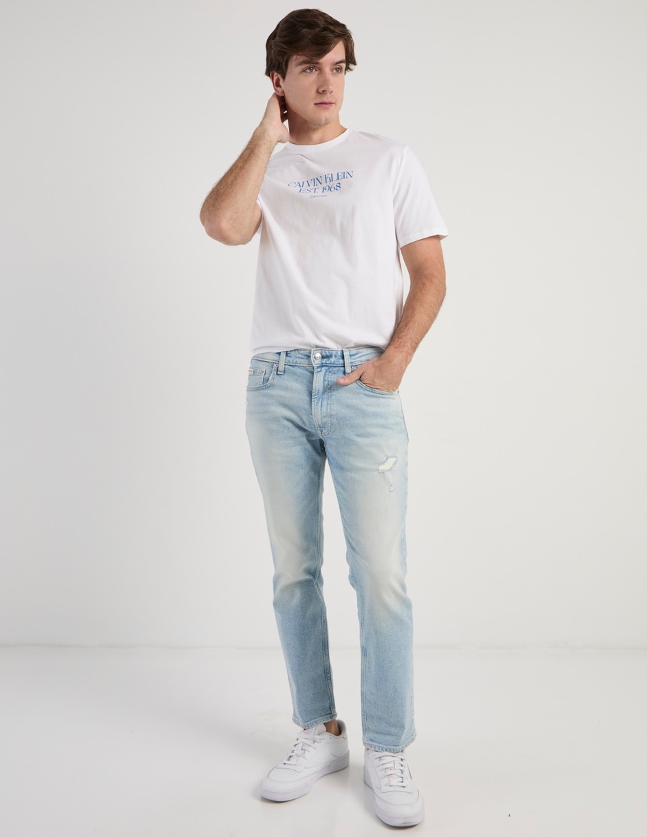 Jeans slim lavado deslavado para hombre 3