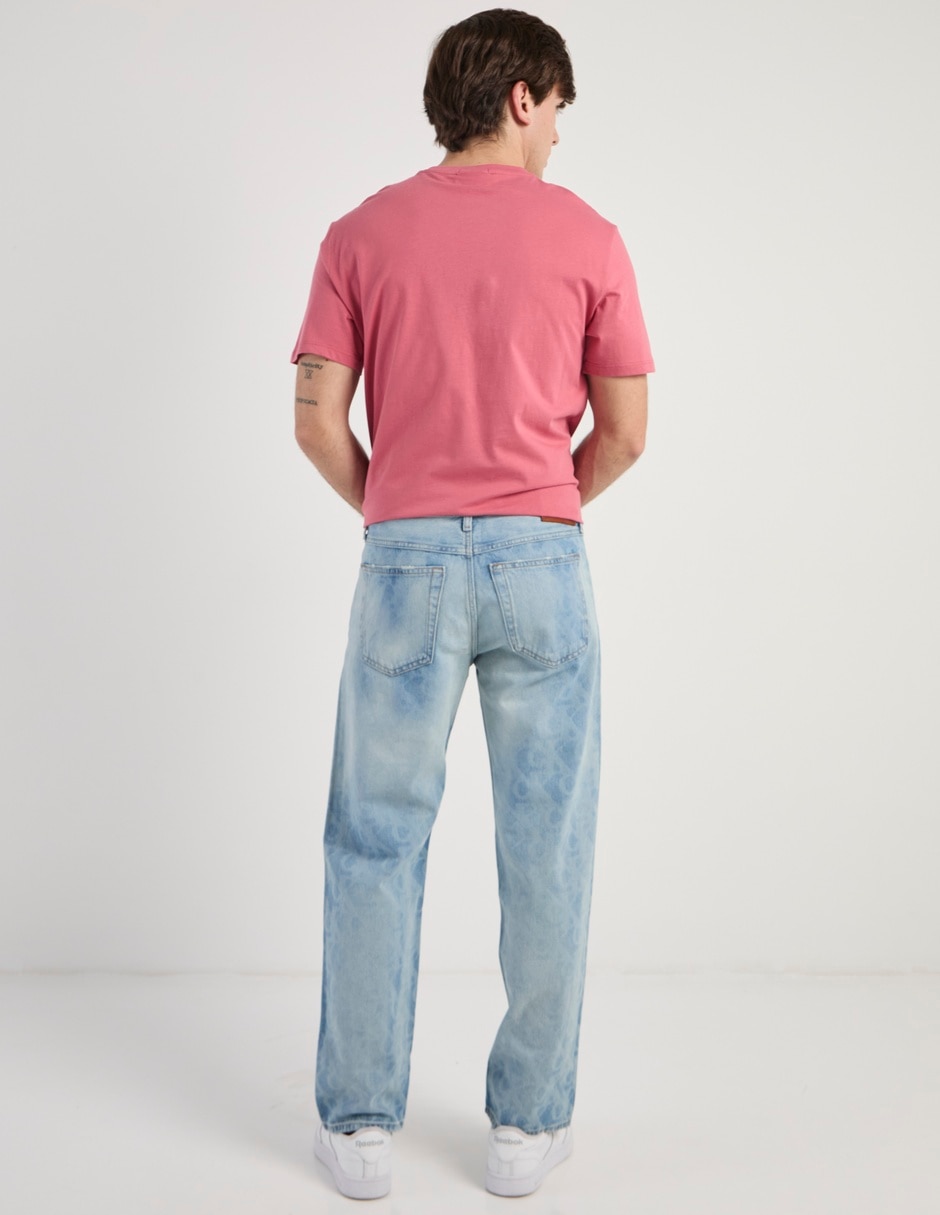 Jeans straight lavado claro para hombre 6