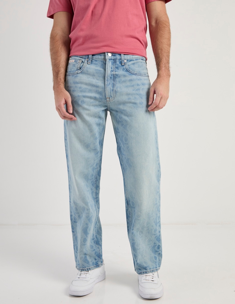 Jeans straight lavado claro para hombre