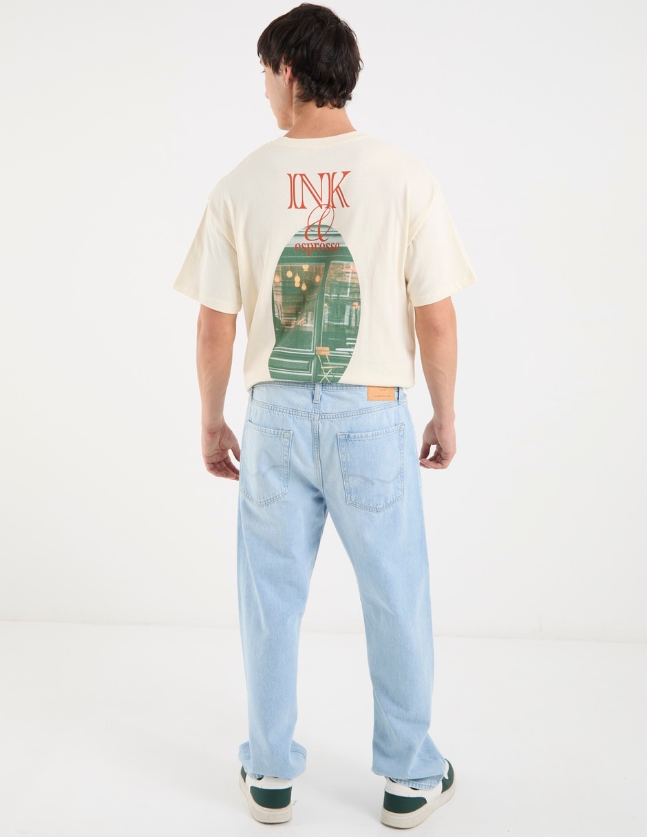 Jeans relaxed straight lavado claro para hombre 6