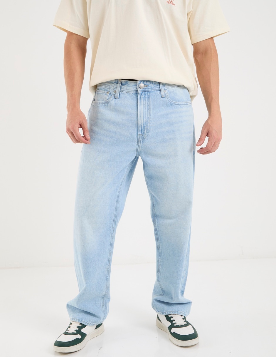 Jeans relaxed straight lavado claro para hombre