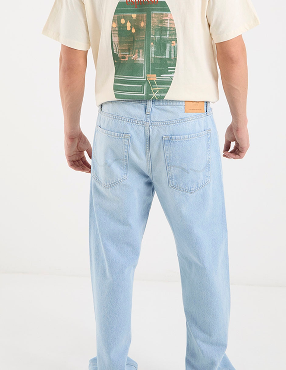Jeans relaxed straight lavado claro para hombre 5