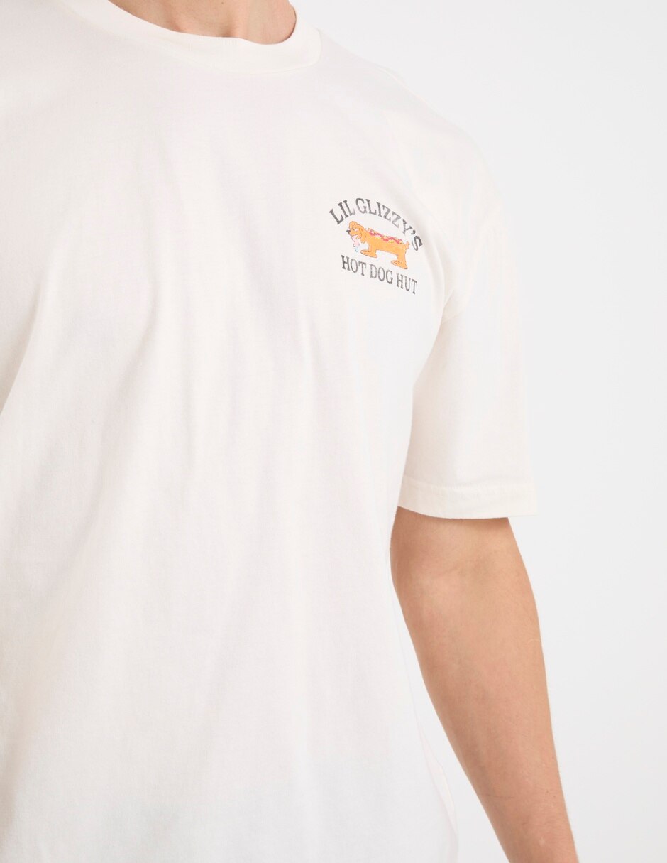 Playera Lil Glizzy's Hot Dog Hut manga corta para hombre 4