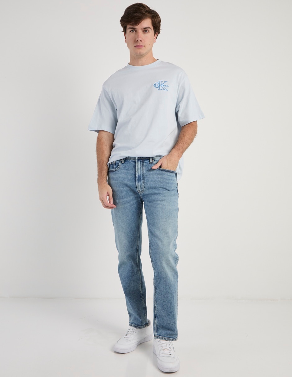 Jeans straight lavado claro para hombre 2