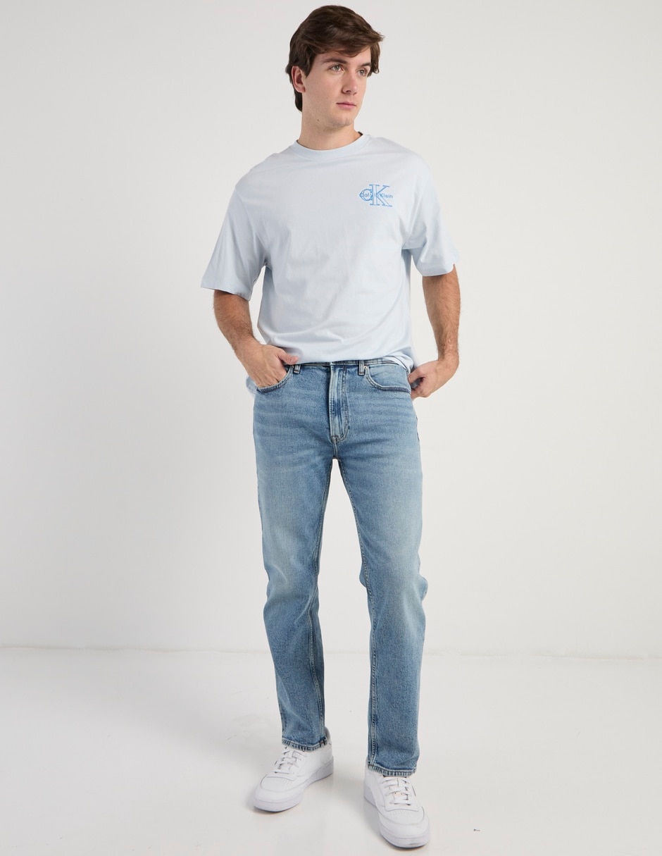 Jeans straight lavado claro para hombre 3