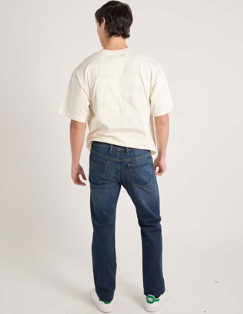 Jeans straight deslavado para hombre 6