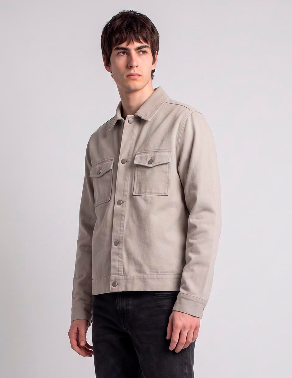 Sobrecamisa casual de algodón manga larga para hombre