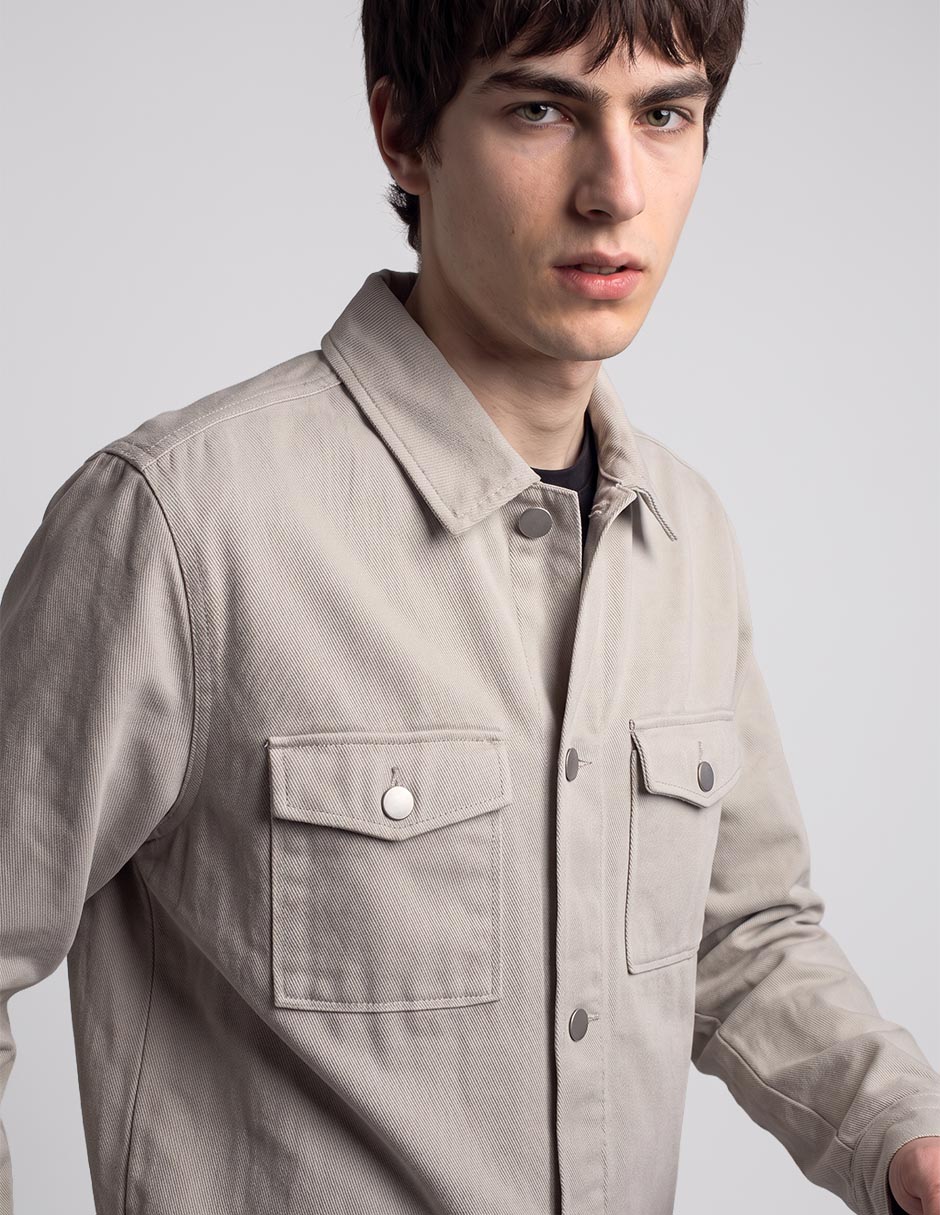 Sobrecamisa casual de algodón manga larga para hombre 3
