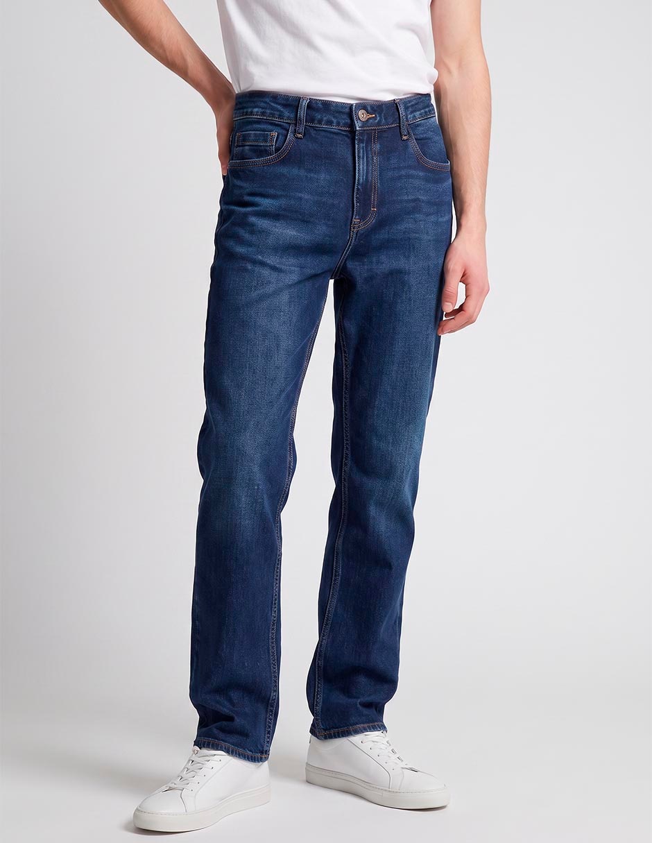 Jeans straight lavado obscuro para hombre 3
