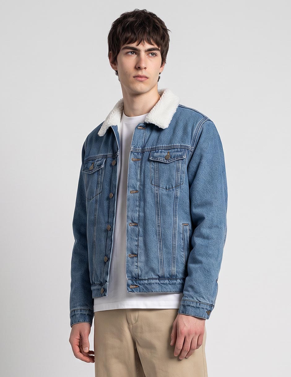 Chamarra casual de mezclilla con bolsillos para hombre