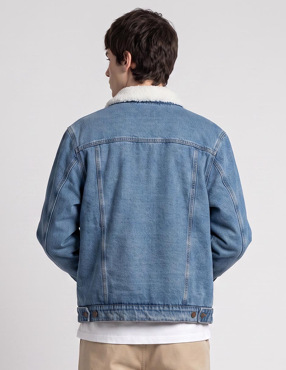 Chamarra casual de mezclilla con bolsillos para hombre 2