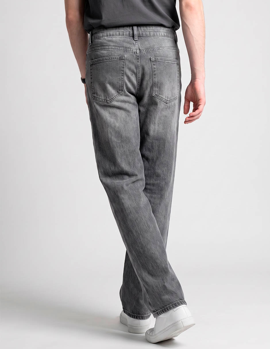 Jeans straight lavado claro para hombre 2