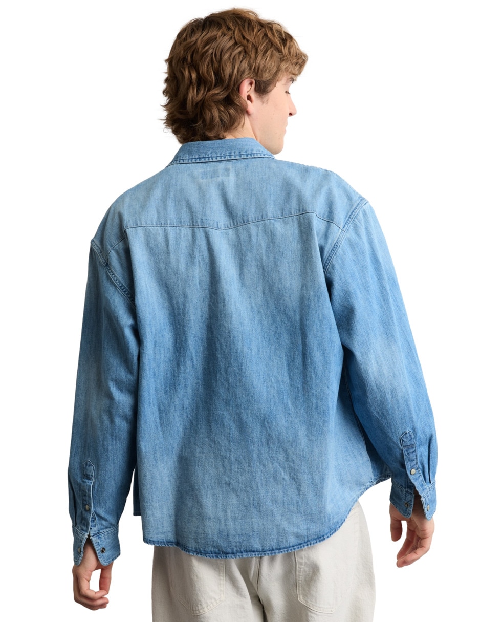 Camisa casual American Eagle manga larga para hombre