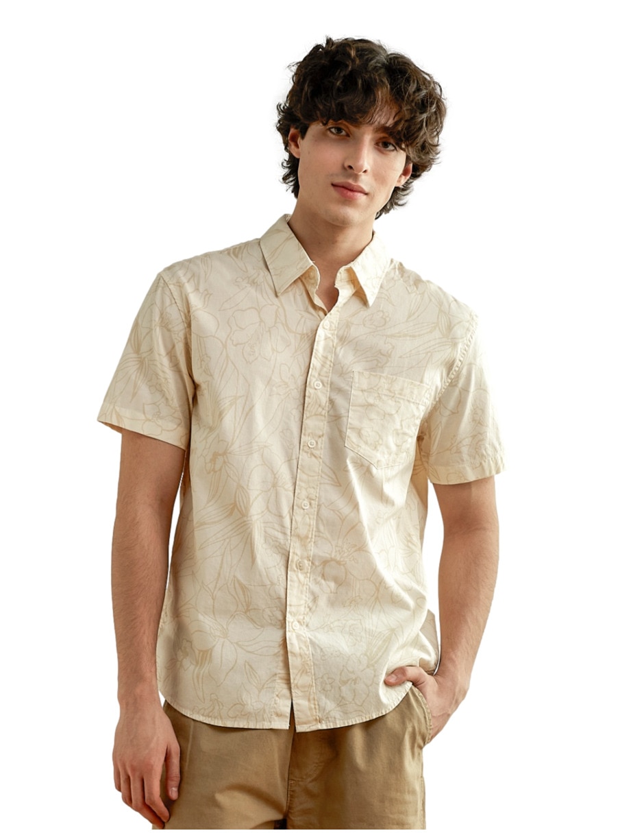Camisa casual american eagle de algodón manga corta para hombre