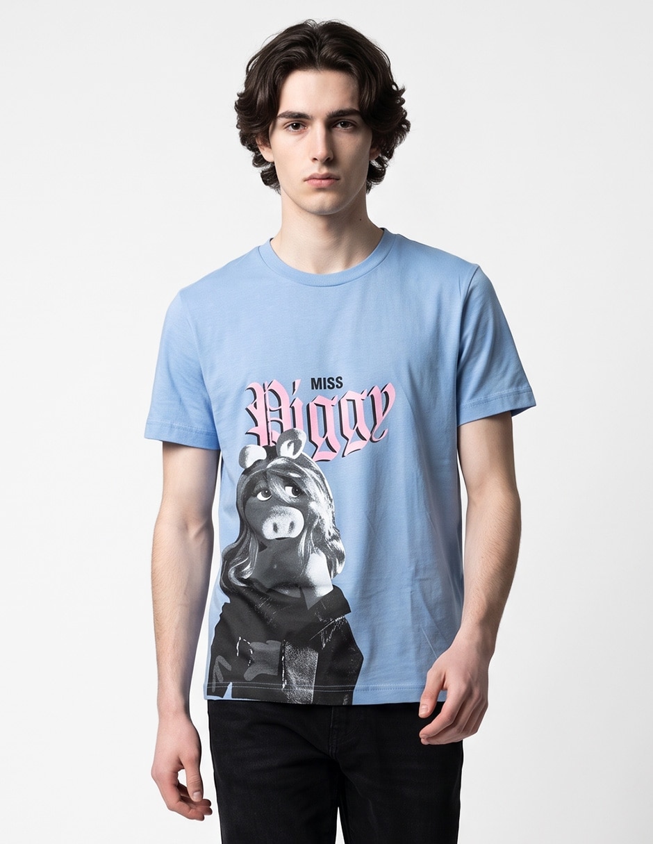 Playera Tee bar Miss Piggy cuello redondo para hombre