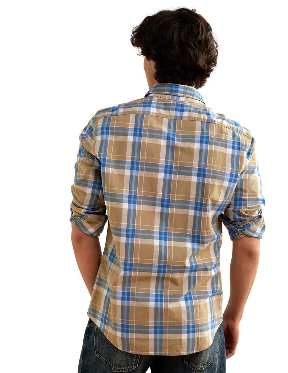 Camisa casual american eagle de algodón manga larga para hombre