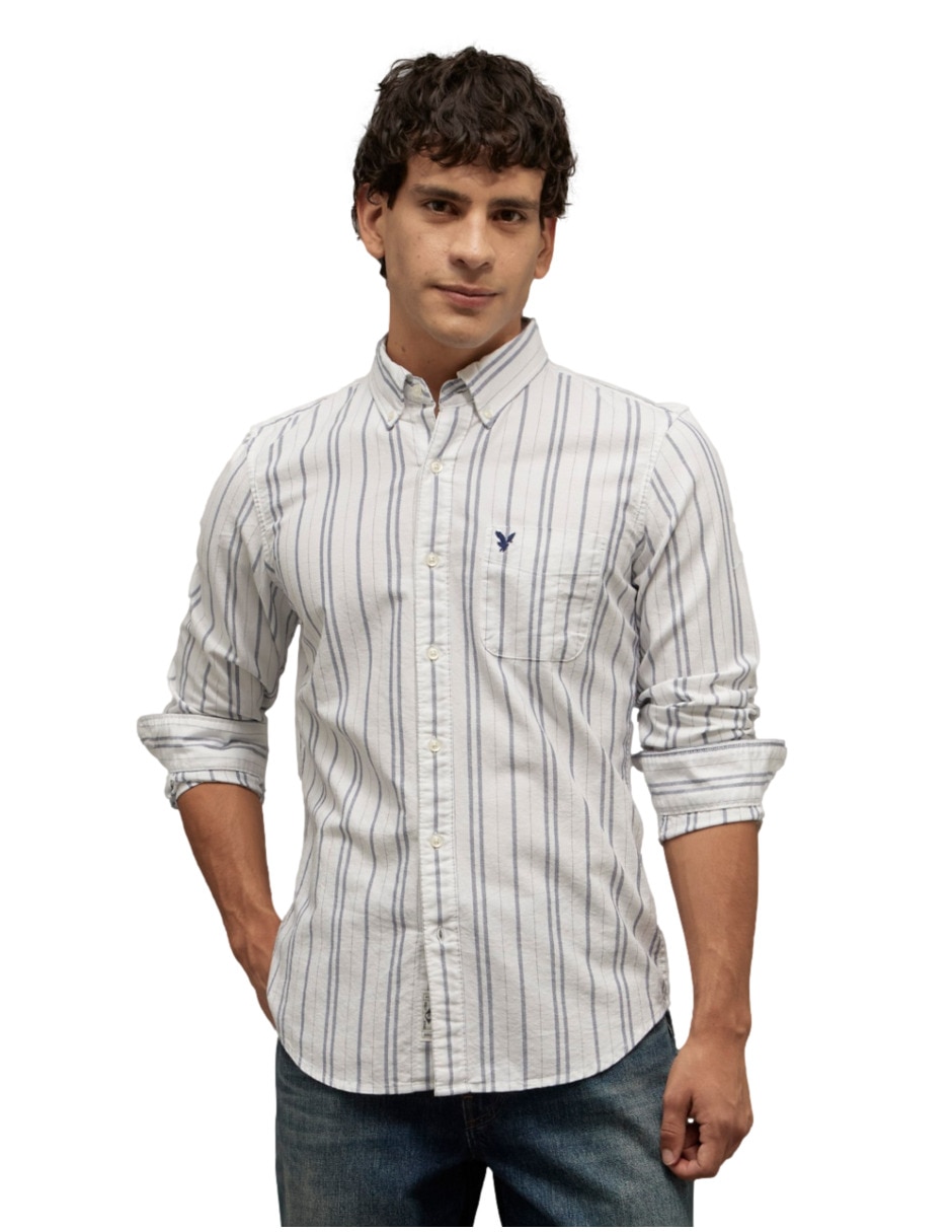 Camisa casual American Eagle manga larga para hombre