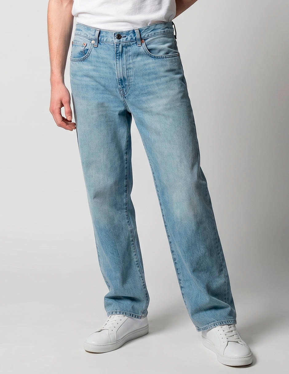 Jeans recto lavado claro para hombre