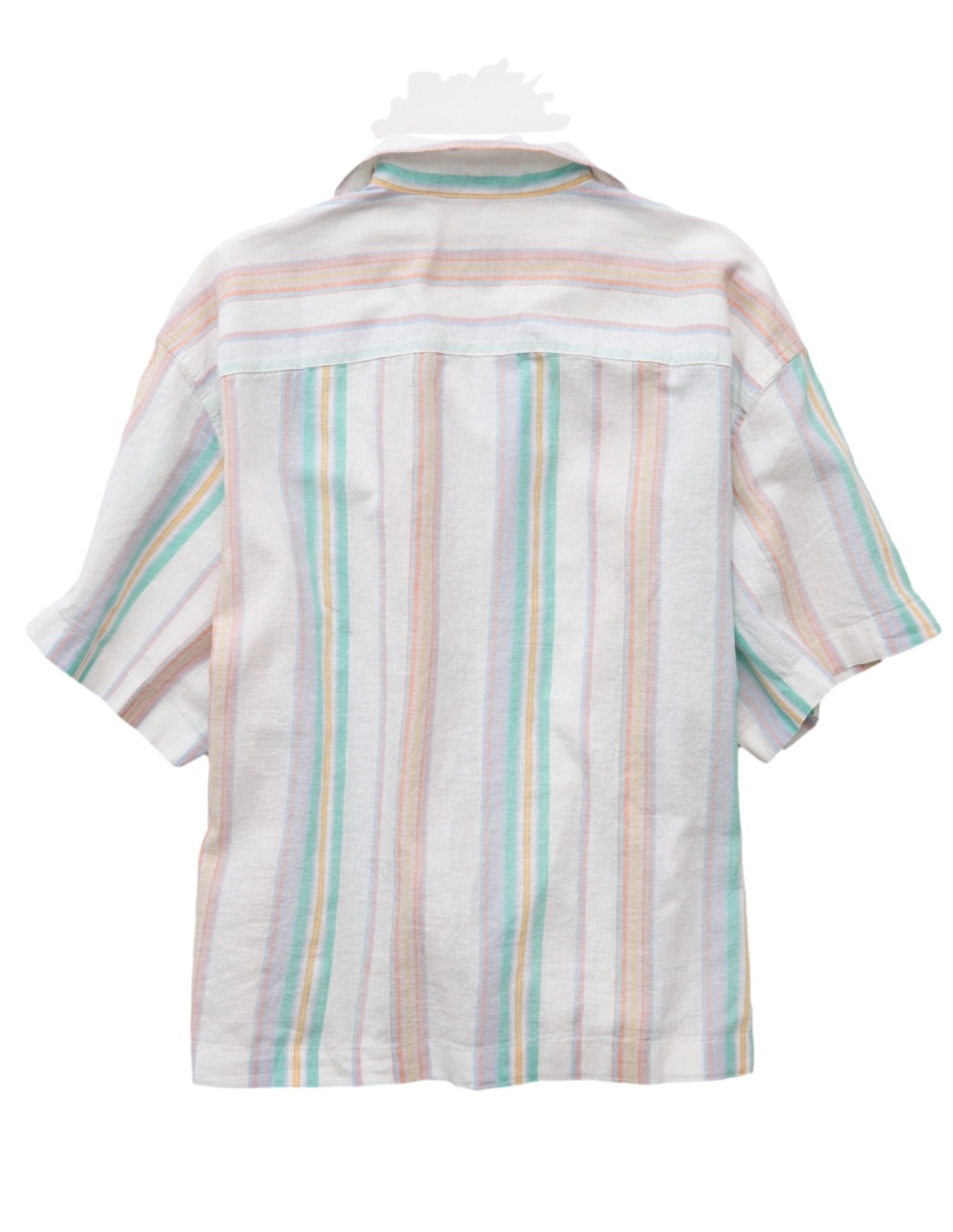 Camisa casual american eagle de lino manga corta para hombre