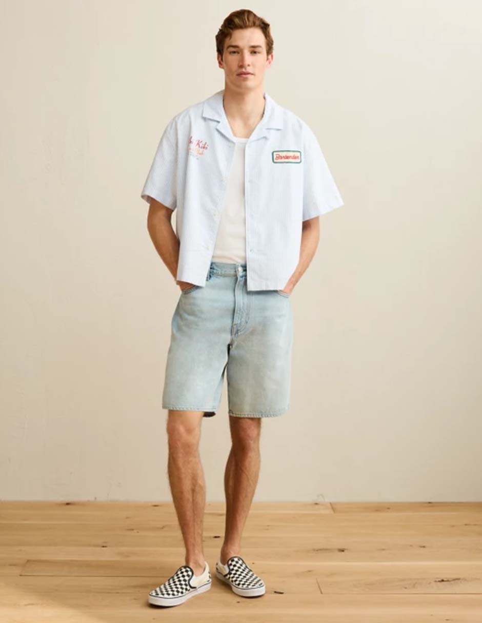 Camisa manga larga de algodón American Eagle para hombre