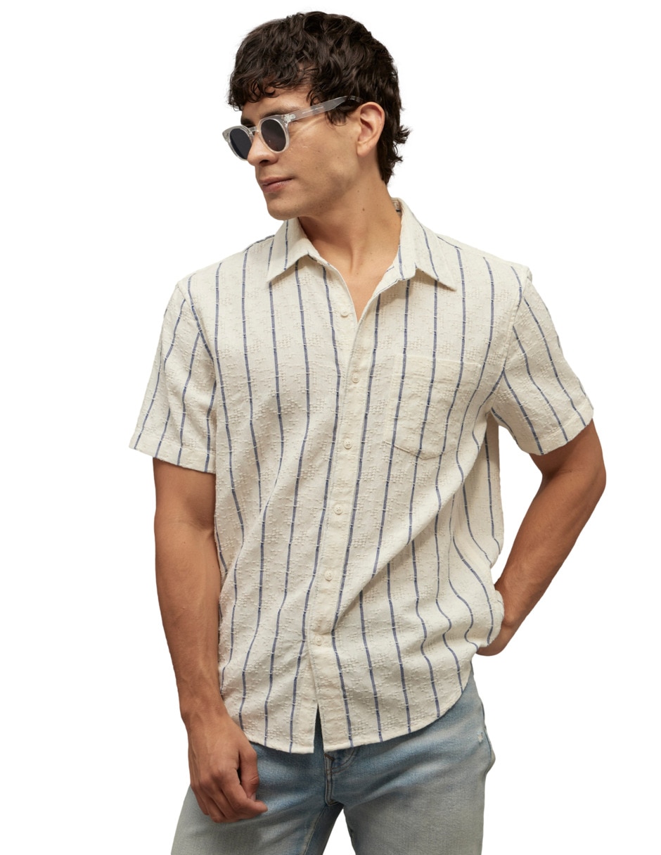 Camisa casual American Eagle de algodón manga corta para hombre